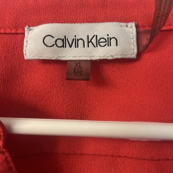 Calvin Klein Women’s Blouse Salmon color Long Tab Sleeve Size XL - Picture 2 of 6